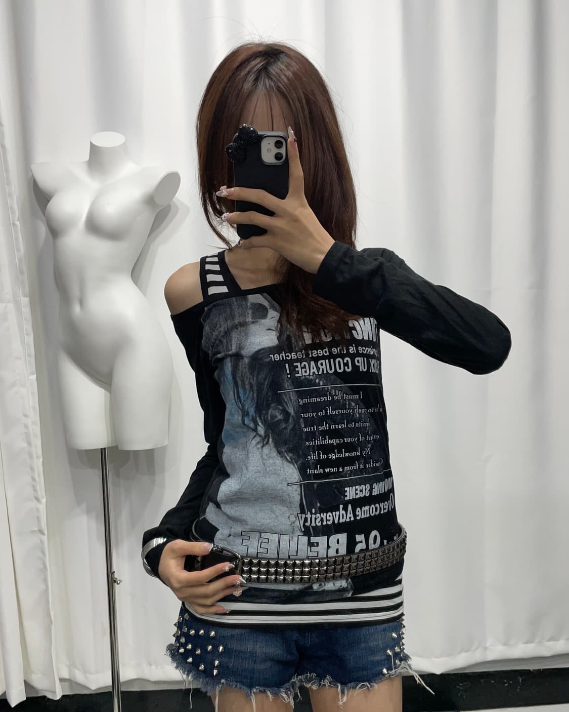 🎸블랙 프린팅 롱슬리브 - 스트라이프 슬리브리스🎸 상품이미지4