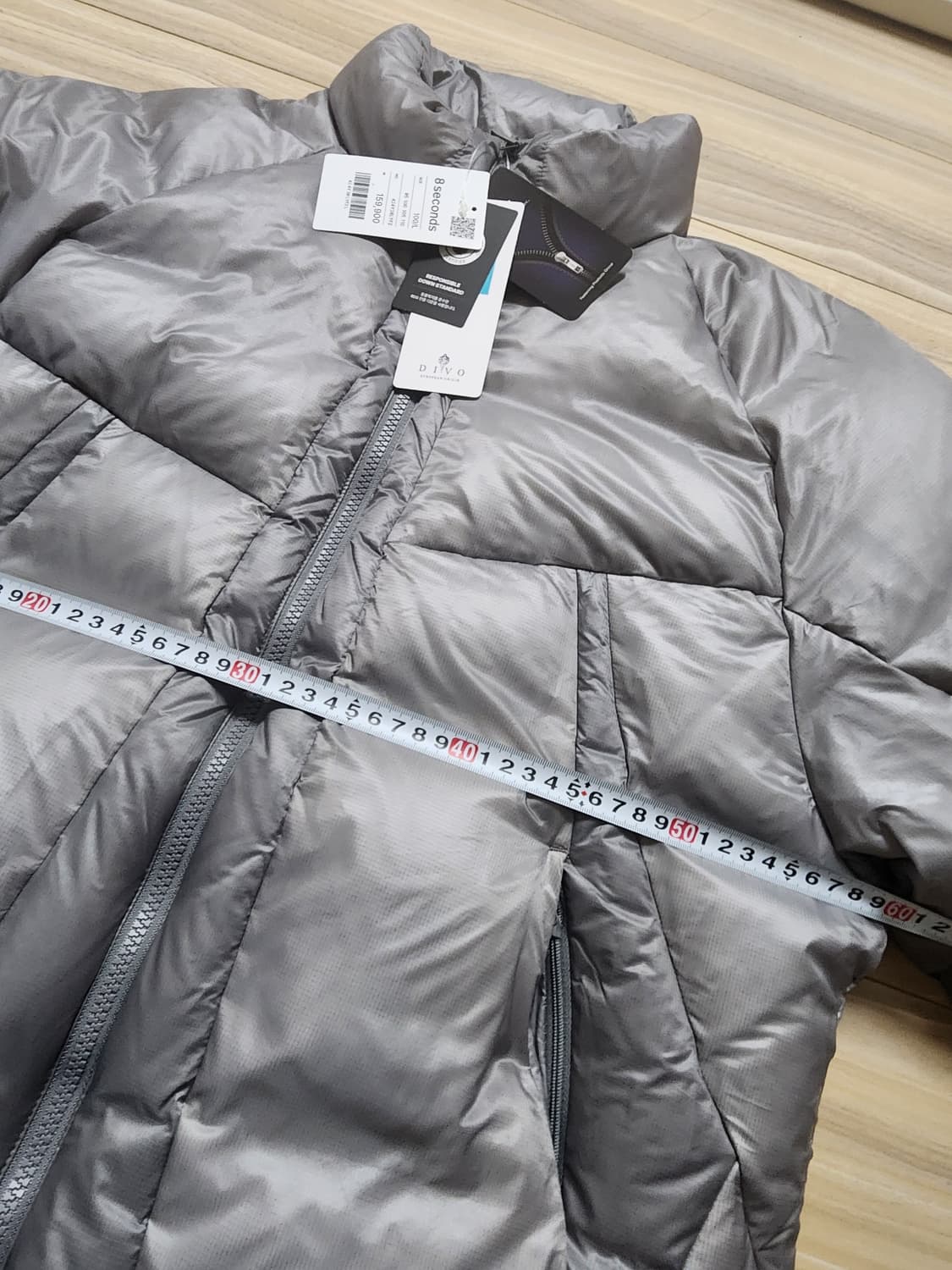 에잇세컨즈립스탑덕다운패딩점퍼L실버 상품이미지7