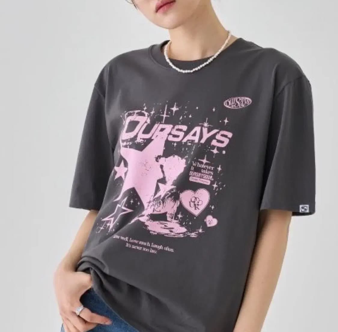 아워세이아워 빈티지 스타 실켓 티셔츠 챠콜 상품이미지1