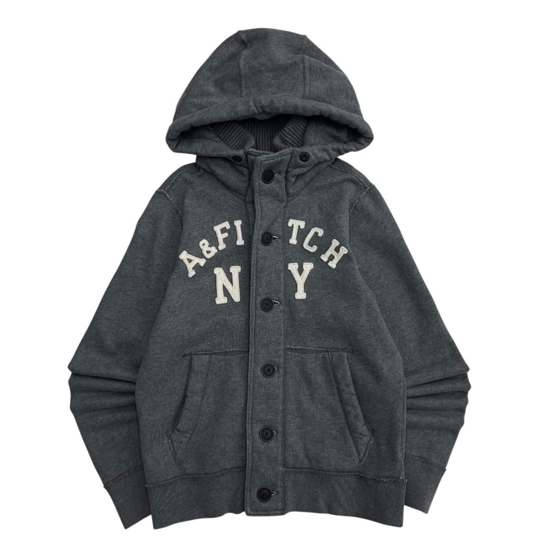 아베크롬비 센터로고 그레이 버튼 후드자켓 M 상품이미지4