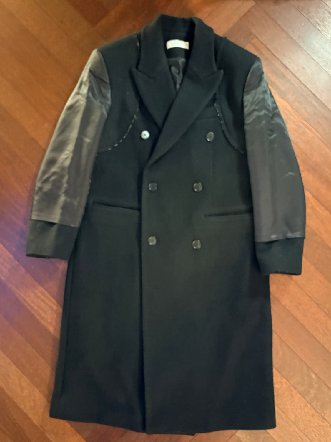 RE;CODE 블랙 더블 코트 상품이미지1