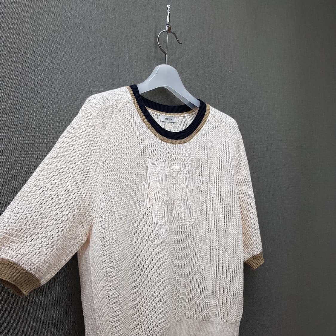 한섬 시스템 2023 컬러라인 레터링 패치 니트 90F사이즈 상품이미지5