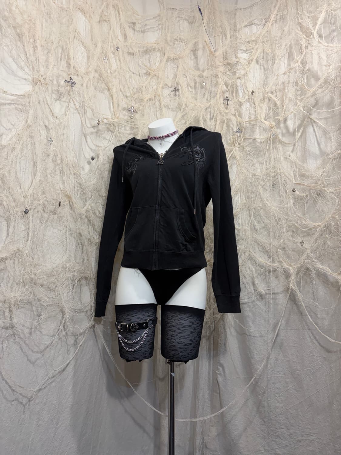 Y2K cubic embroidery hoodie zip-up 상품이미지3