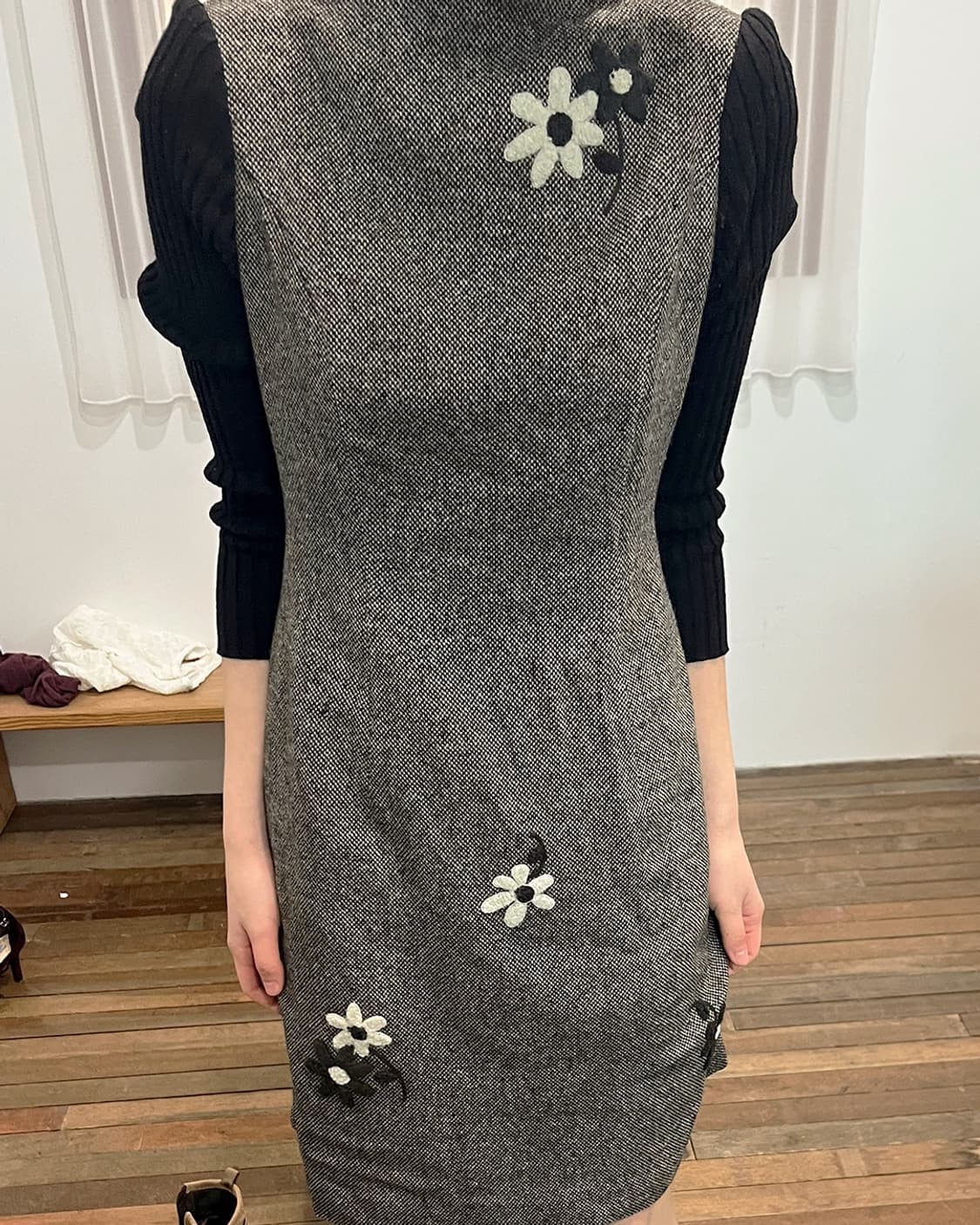 Floral Grey Dress 플로럴 그레이 드레스 상품이미지1