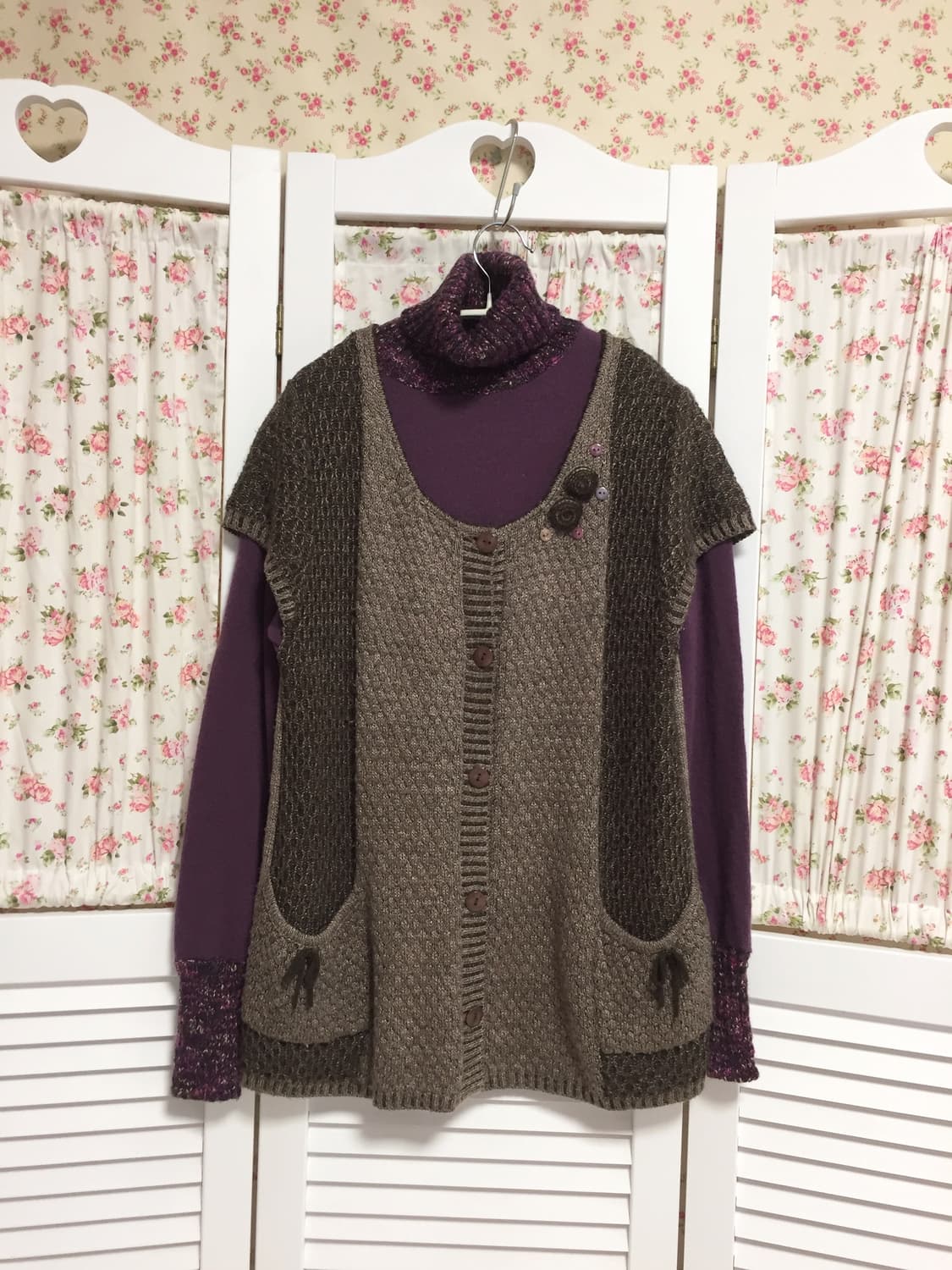 빈티지 베네통 퍼플 목폴라 상품이미지3