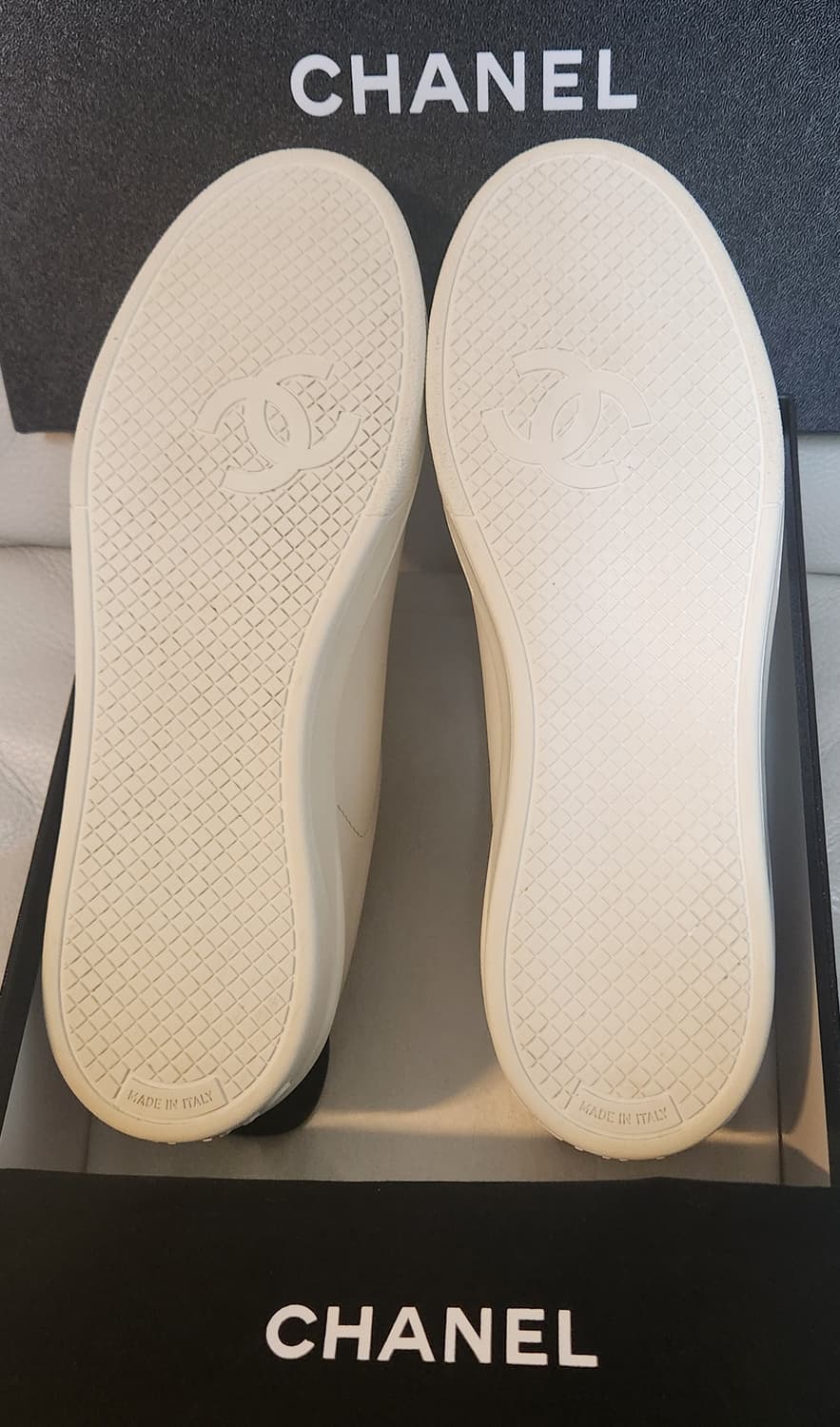 [정품] 샤넬 스니커즈 운동화 카프스킨 테니스화 슈레이스 화이트 38.5 상품이미지7