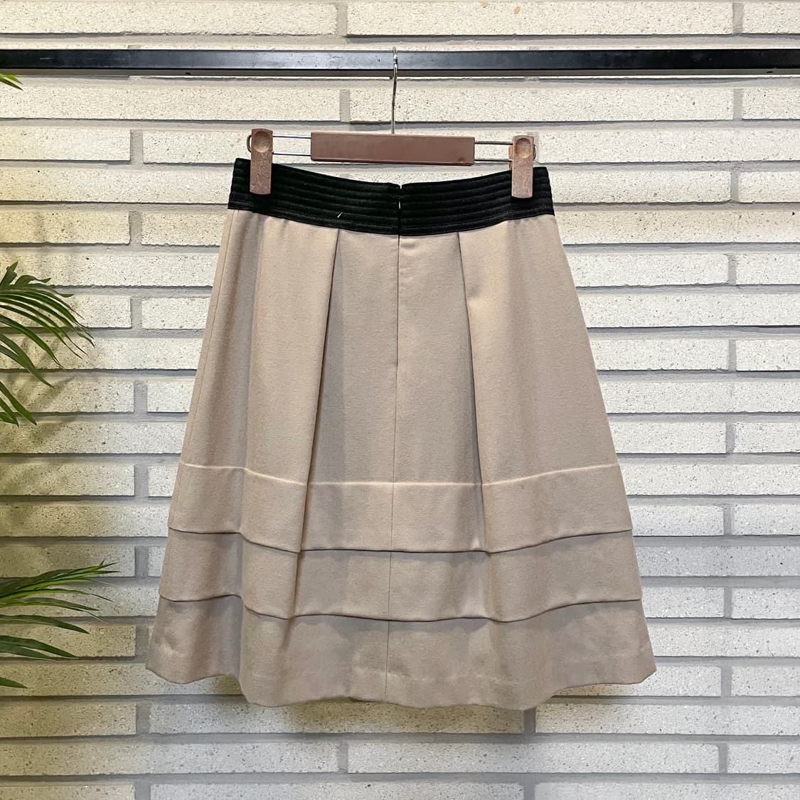 JPN VINTAGE 미디 스커트 플리츠 캉캉 디테일 베이지 상품이미지3