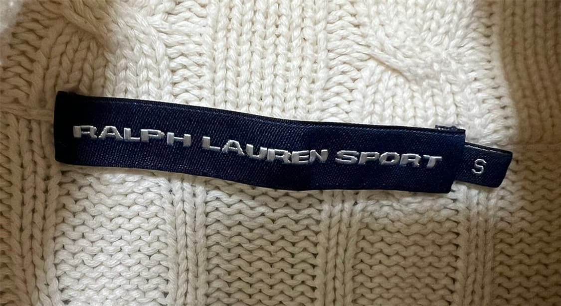 랄프로렌 스포츠 여자 꽈배기 니트집업 코튼가디건 아이보리 S 90 55 상품이미지3