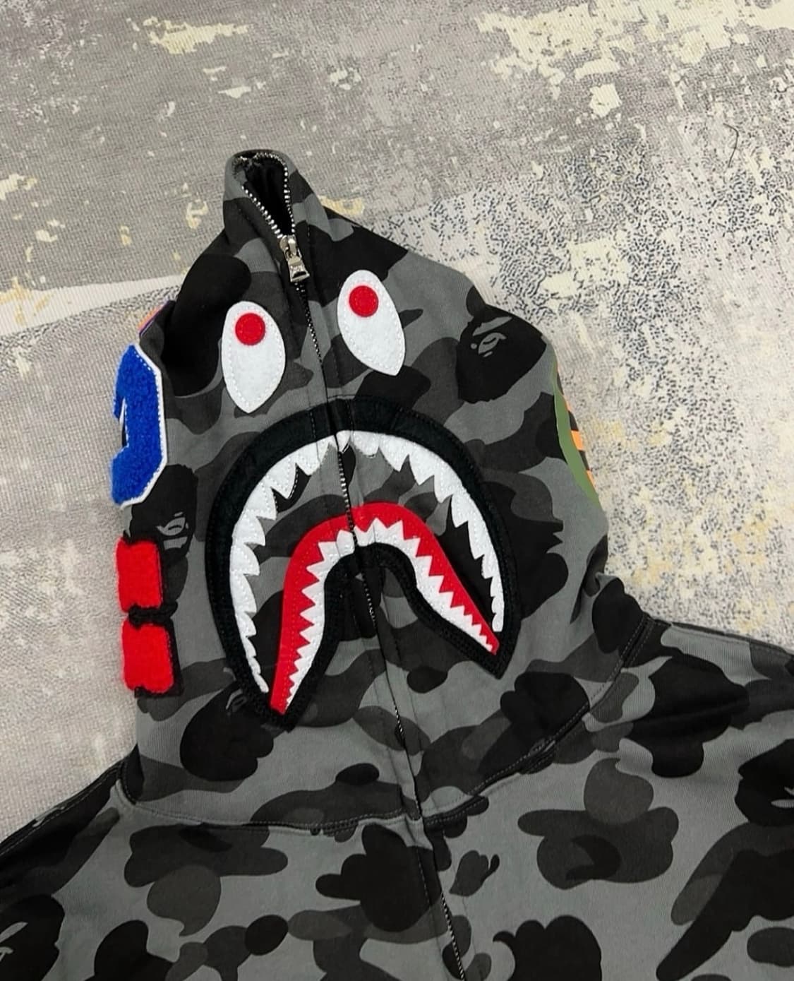 베이프 Bape 샤크 카모 후드집업 그레이 상품이미지2