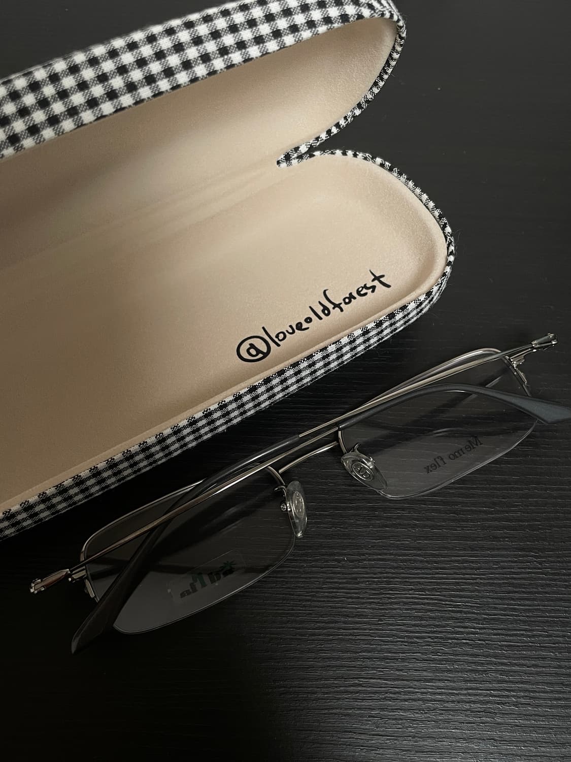 빈티지 오래된숲 블랙 반무테 안경 상품이미지2