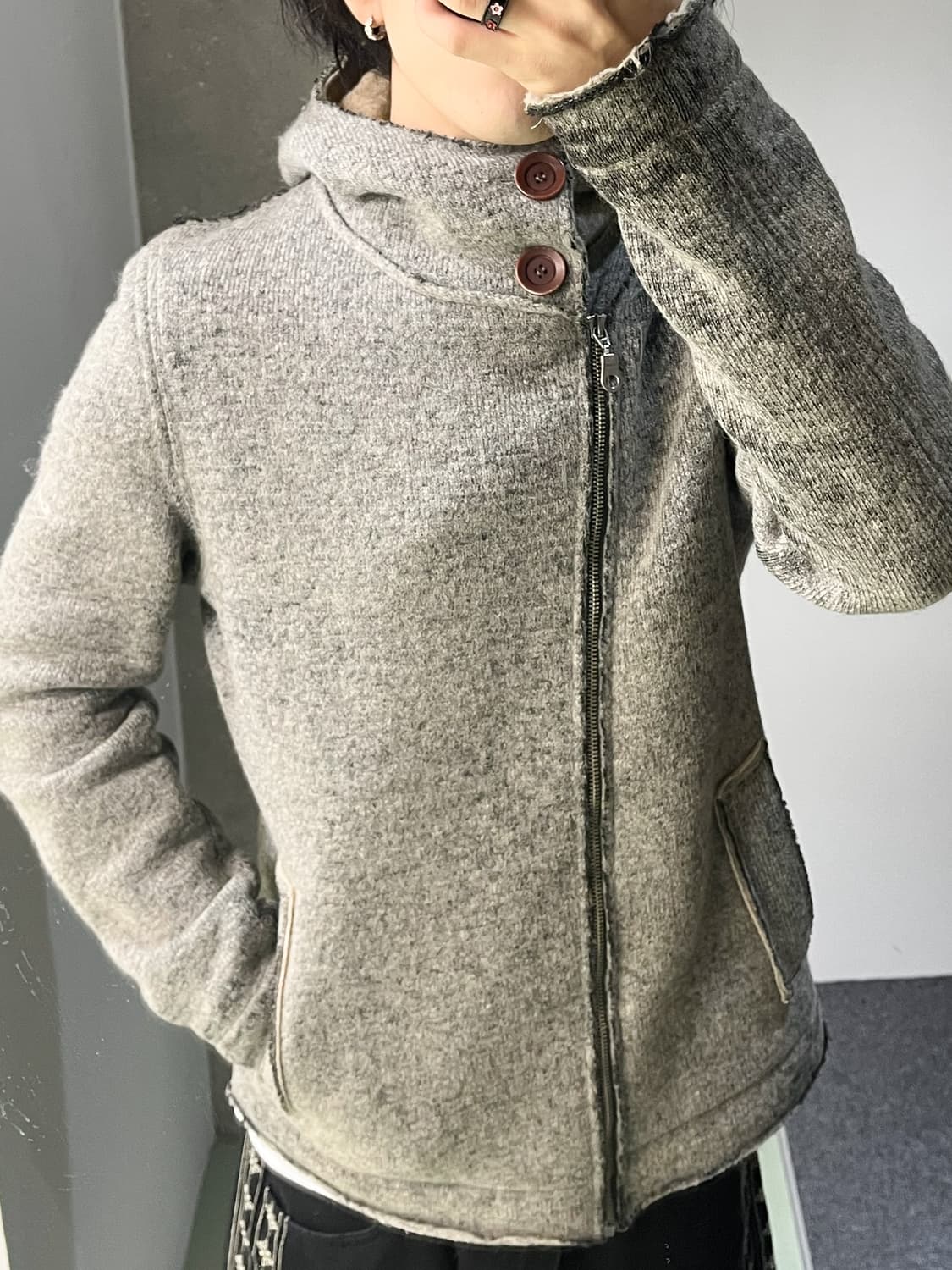 Tanomu Ask Me 셰르파 라인 울 자켓 상품이미지3