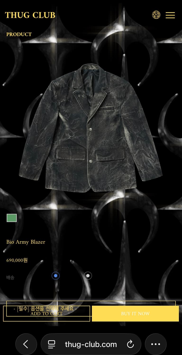 Thug club Bio Army Blazer 2 Size 판매 상품이미지1