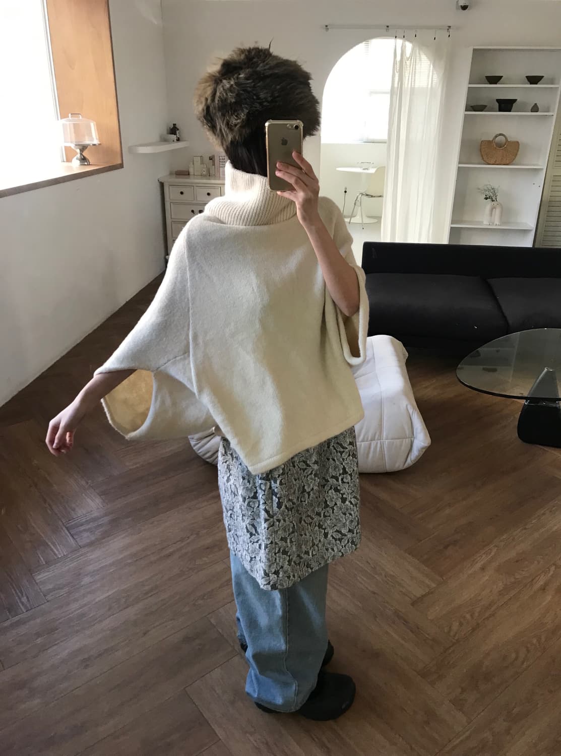 vintage turtle neck cape knit 상품이미지3