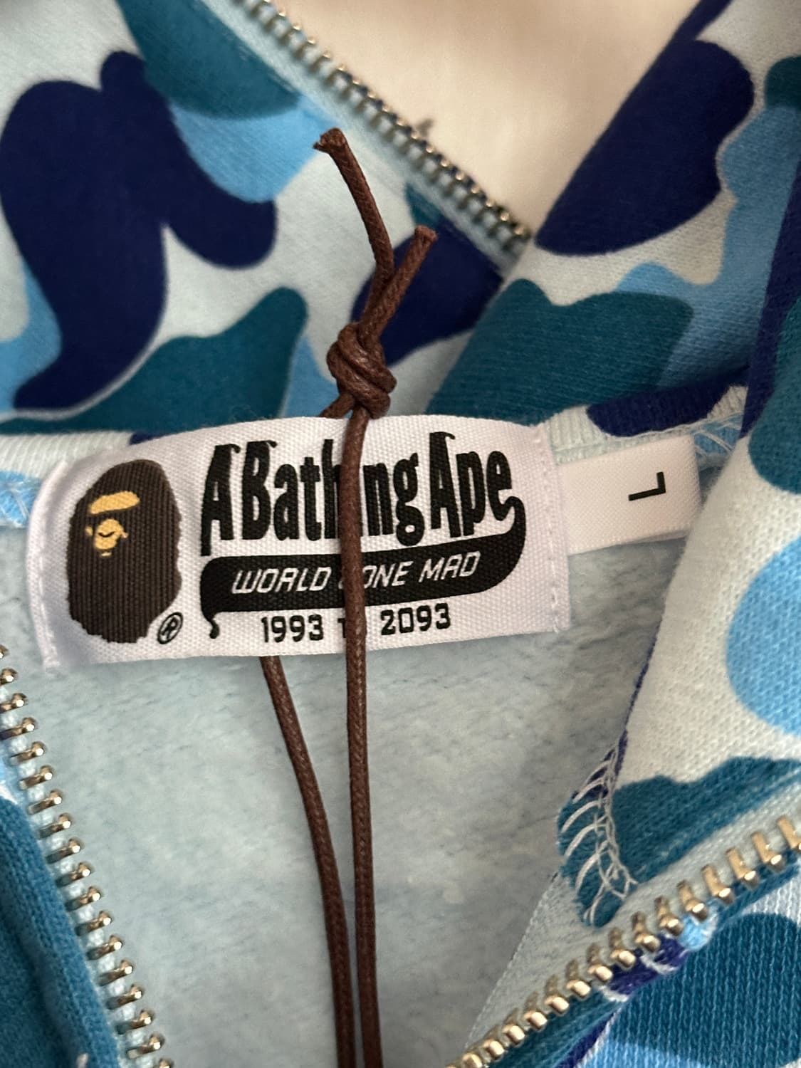 (정품) 베이프 ABC 카모 샤크 풀 집 후드 블루 L 상품이미지3