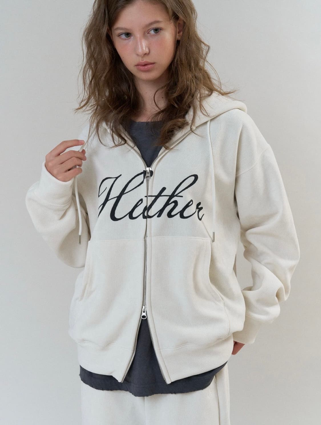 (새상품/택) 헤더먼트 보아 후드 집업 크림 boa hoodie 상품이미지1