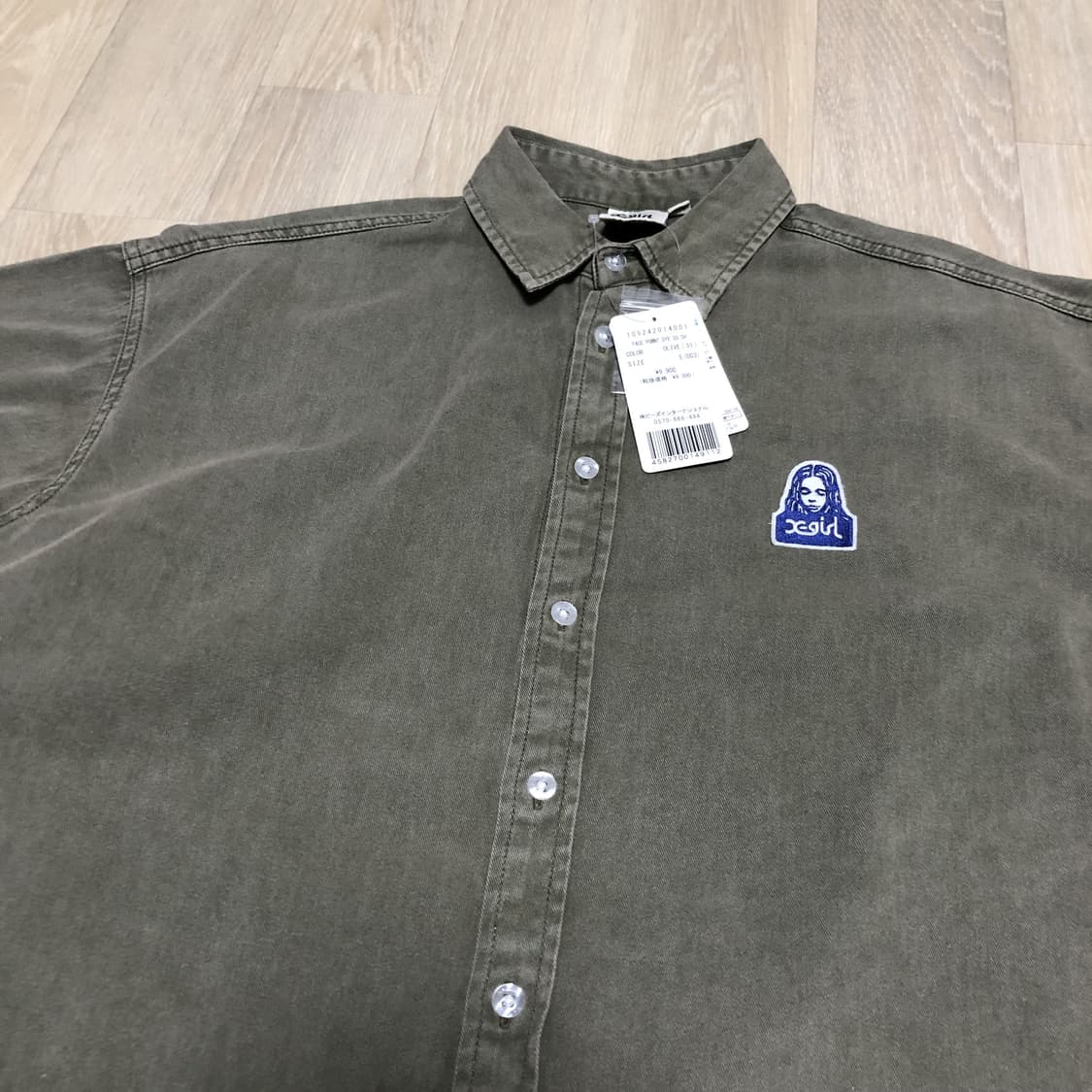 (우먼스 S) 새상품 X-GIRL 엑스걸 페이스 피그먼트 다잉 셔츠 상품이미지2