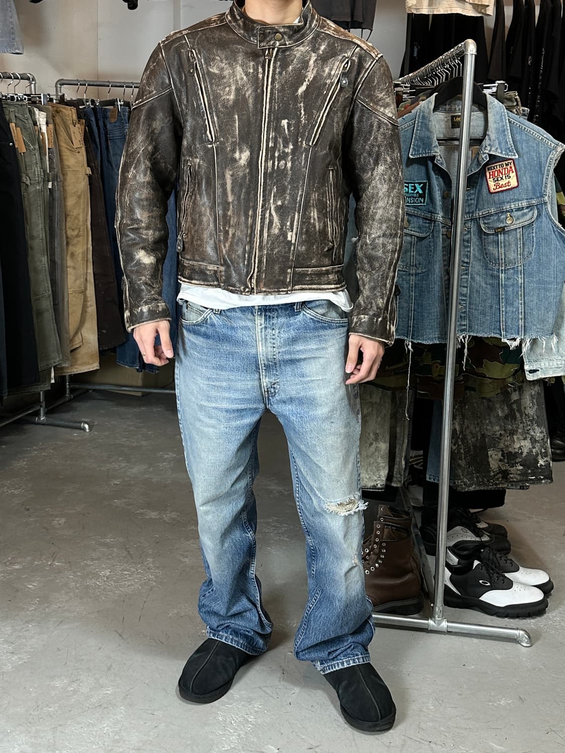 00's 빈티지 디스 레더 자켓 빈티지 레더 자켓 라이더 상품이미지2