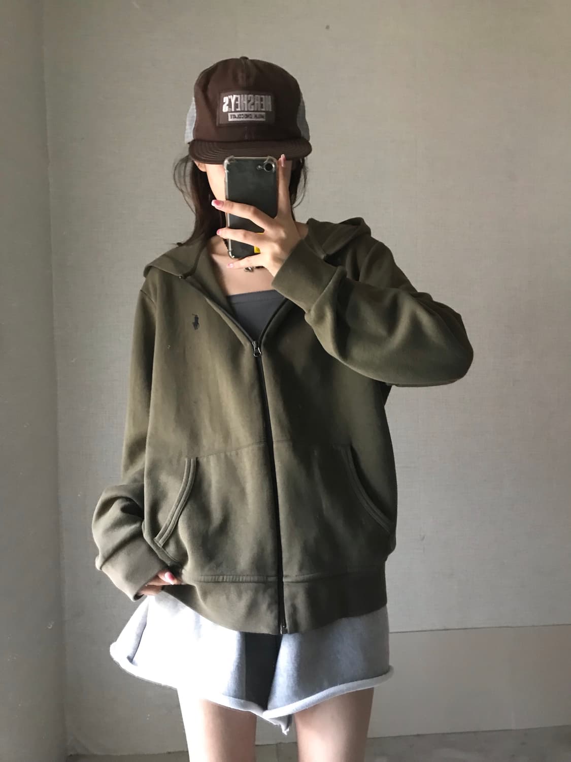 폴로 카키 후드집업 상품이미지1