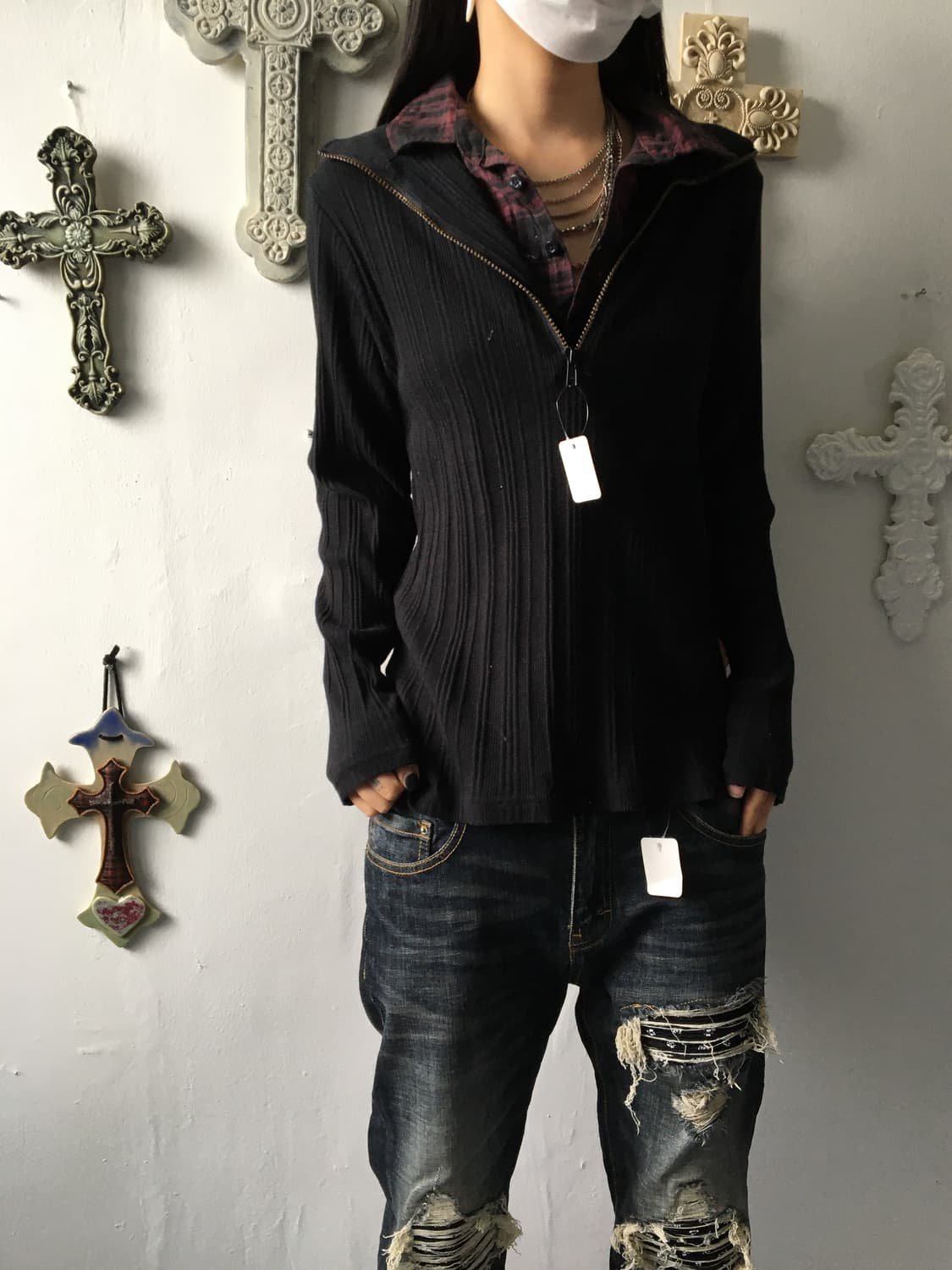 Shirt layered high neck ribbed sleeve 상품이미지7