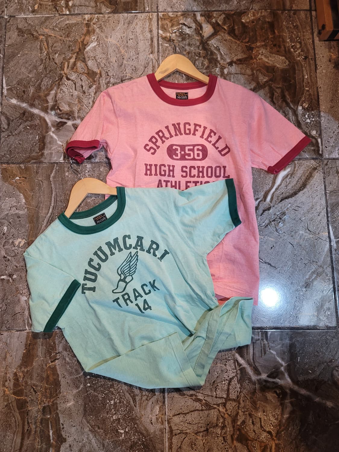 리얼맥코이 반팔 링거 티셔츠 핑크/민트 2장 일괄 상품이미지1