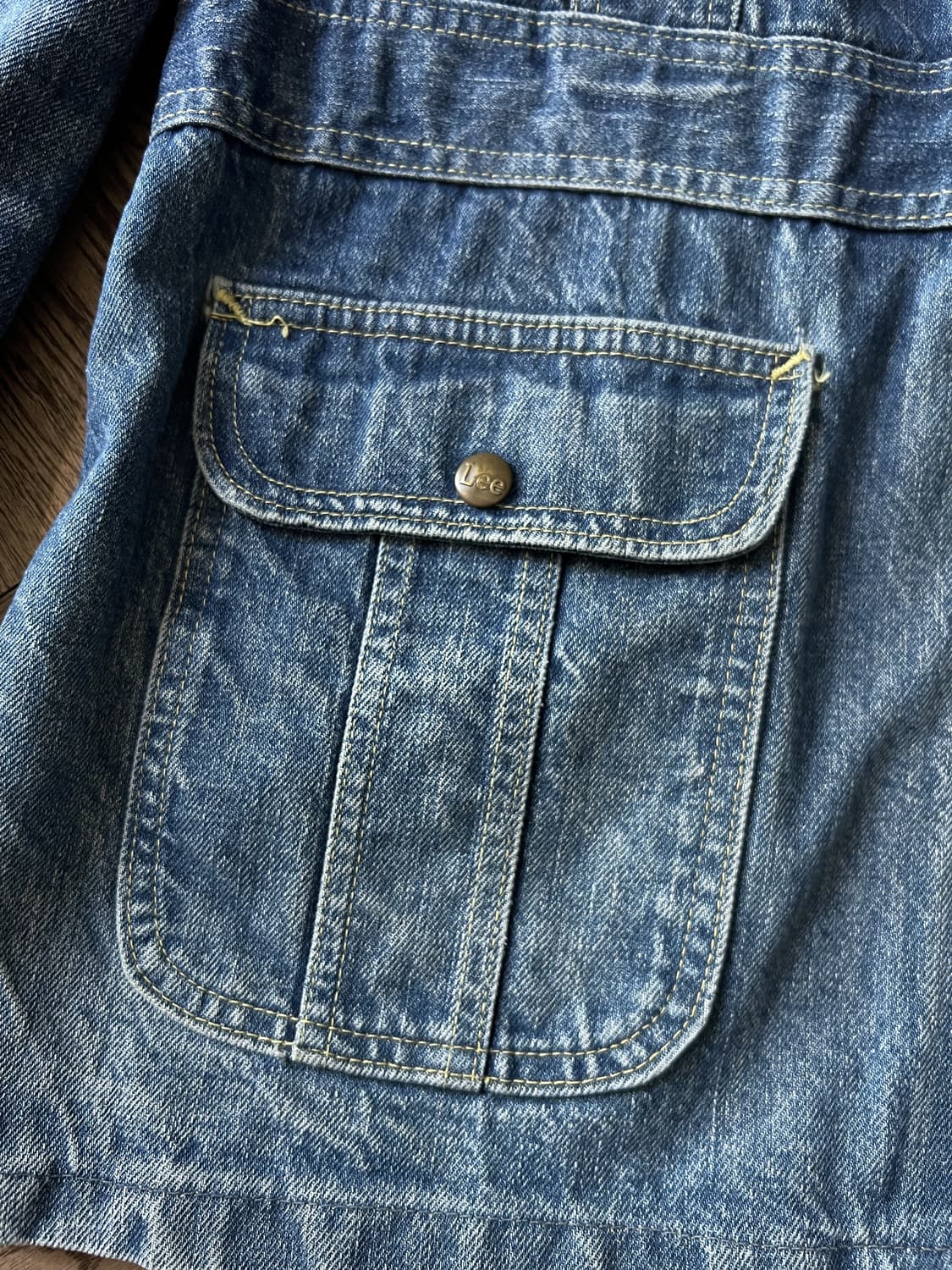 [XL]80's Lee Made in USA 빈티지 워싱 데님 코트 자켓 상품이미지5