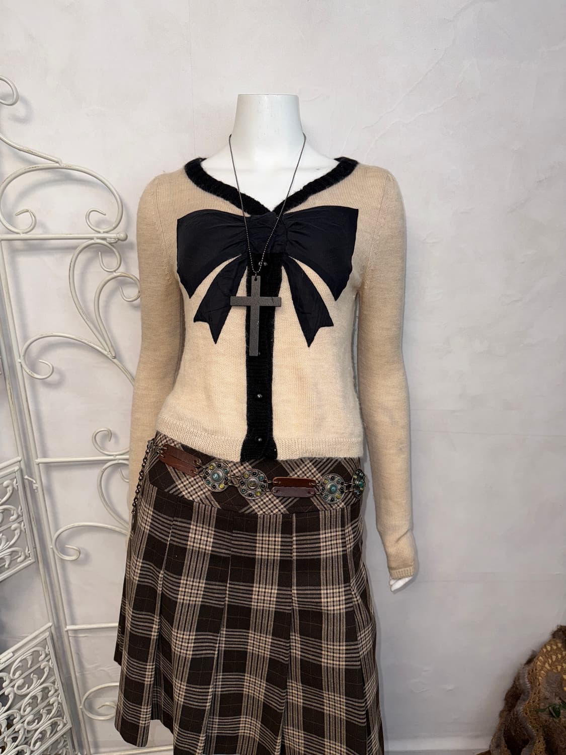 O’2ND beige ribbon button cardigan  상품이미지6
