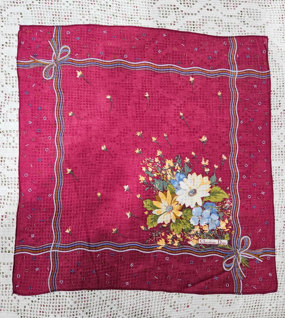 (Christian Dior) 플라워 리본 패턴 손수건 상품이미지2