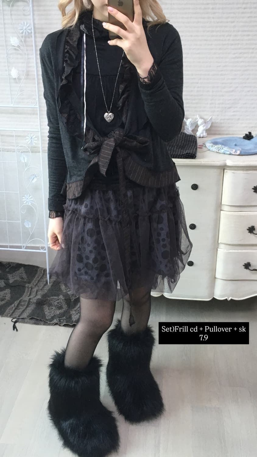 charcoal dot layered chiffon balloon sk 상품이미지2