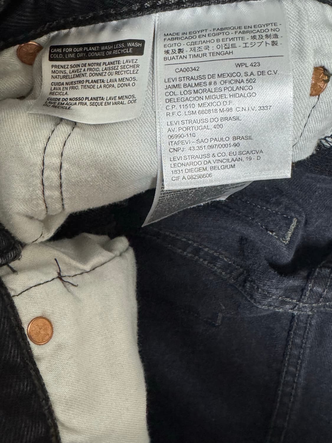 리바이스 501 오리지널 핏 워싱 블랙 데님 진 W32 상품이미지3