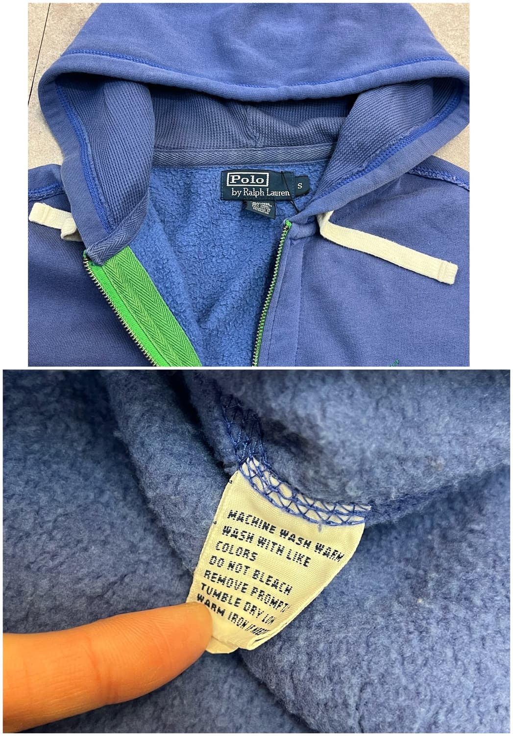 폴로 랄프로렌 기모 후드집업 블루 S #csz2644 상품이미지4
