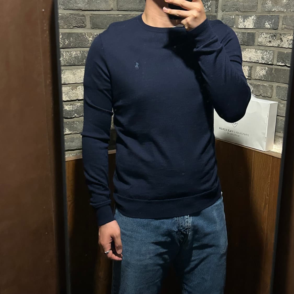 M) 폴로 랄프로렌 네이비 워셔블 메리노 울 라운드넥 니트 상품이미지8