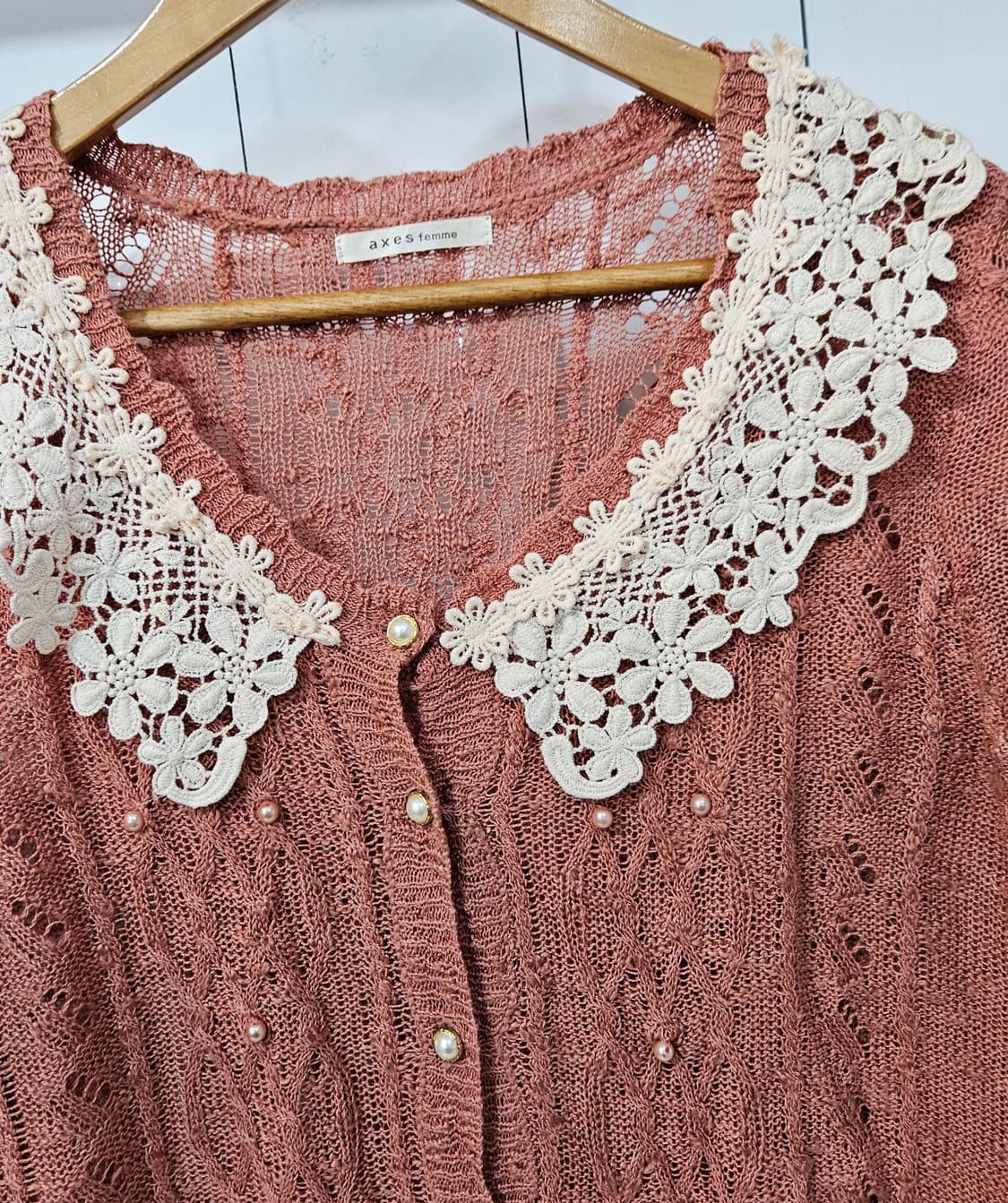 axes femme 레이스 카라 가디건 상품이미지2