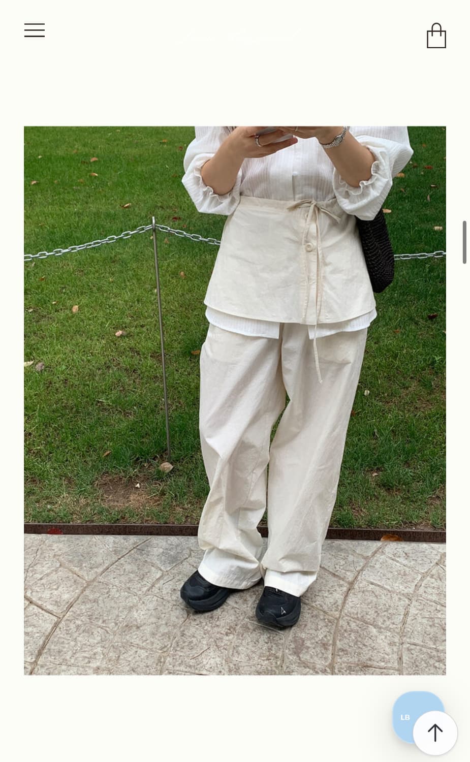 바이무드 레이어드 코튼 팬츠 아이보리 상품이미지2