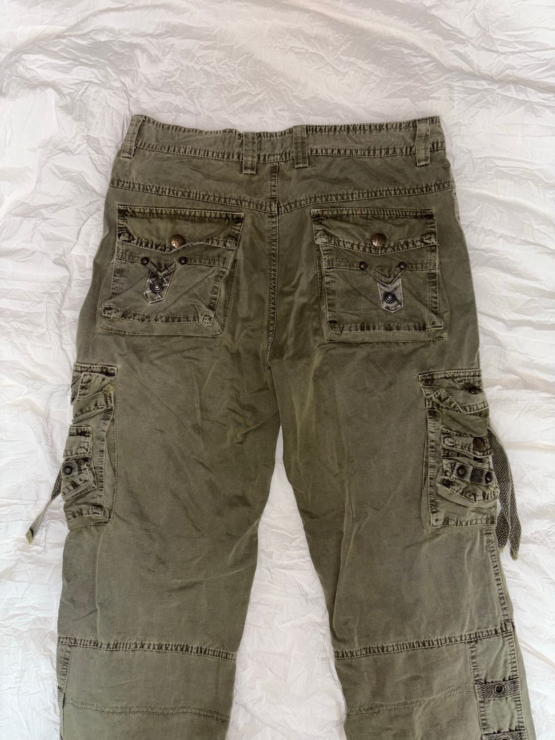 Ba wang cheng 그런지 카고 포켓 와이드 팬츠 상품이미지2