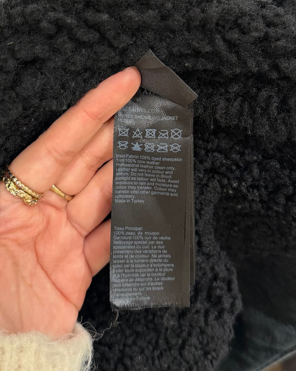 올세인츠 블랙 시어링 벨티드 라이더 무스탕 자켓 상품이미지10