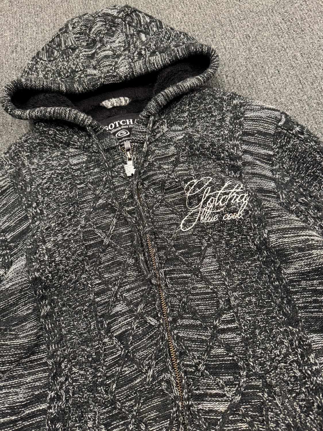 M)GOTCHA 빈티지 니트 기모 후드집업 상품이미지2