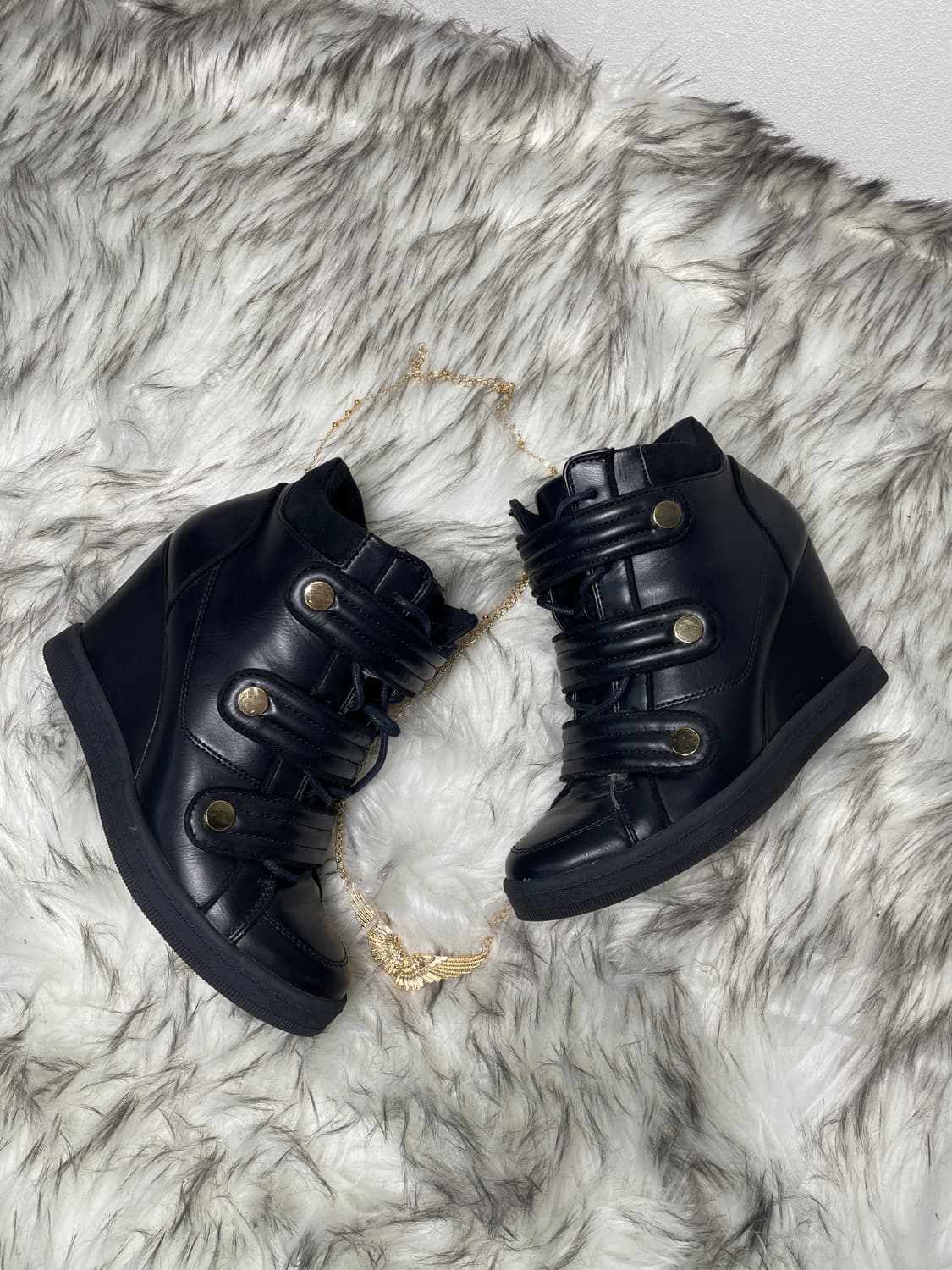 ALDO 웨지힐 골드 버튼 스니커즈 갸루 펑크 상품이미지2