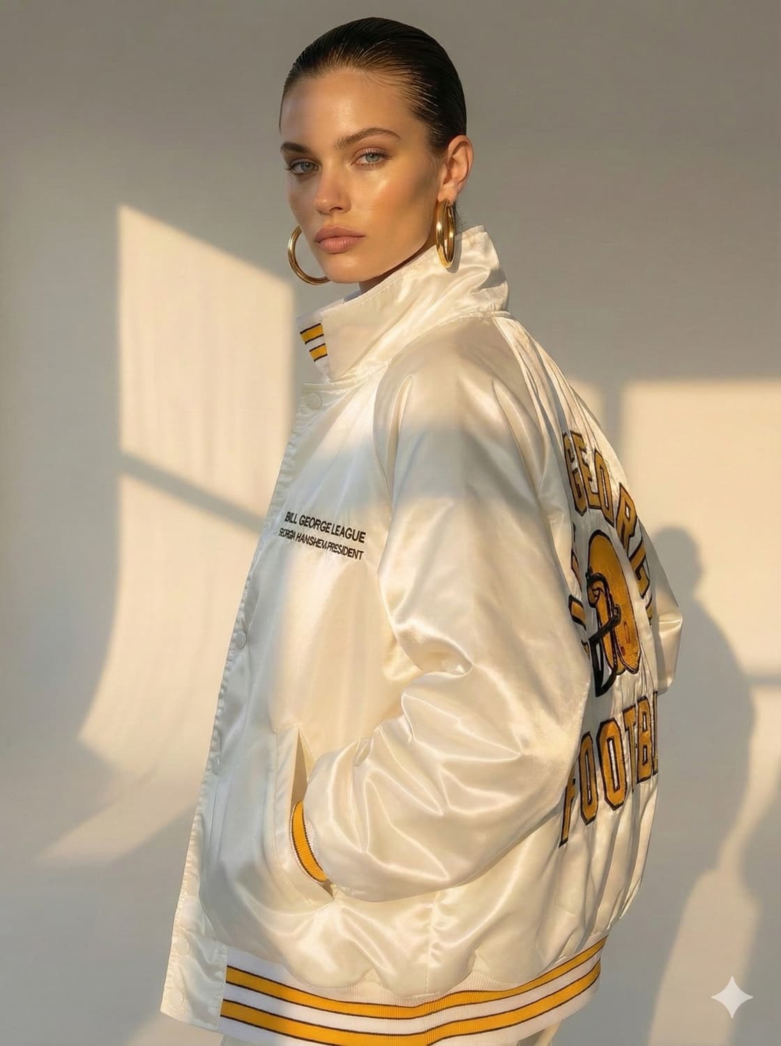 80s Harvard Clothing 화이트 새틴 바시티 상품이미지1