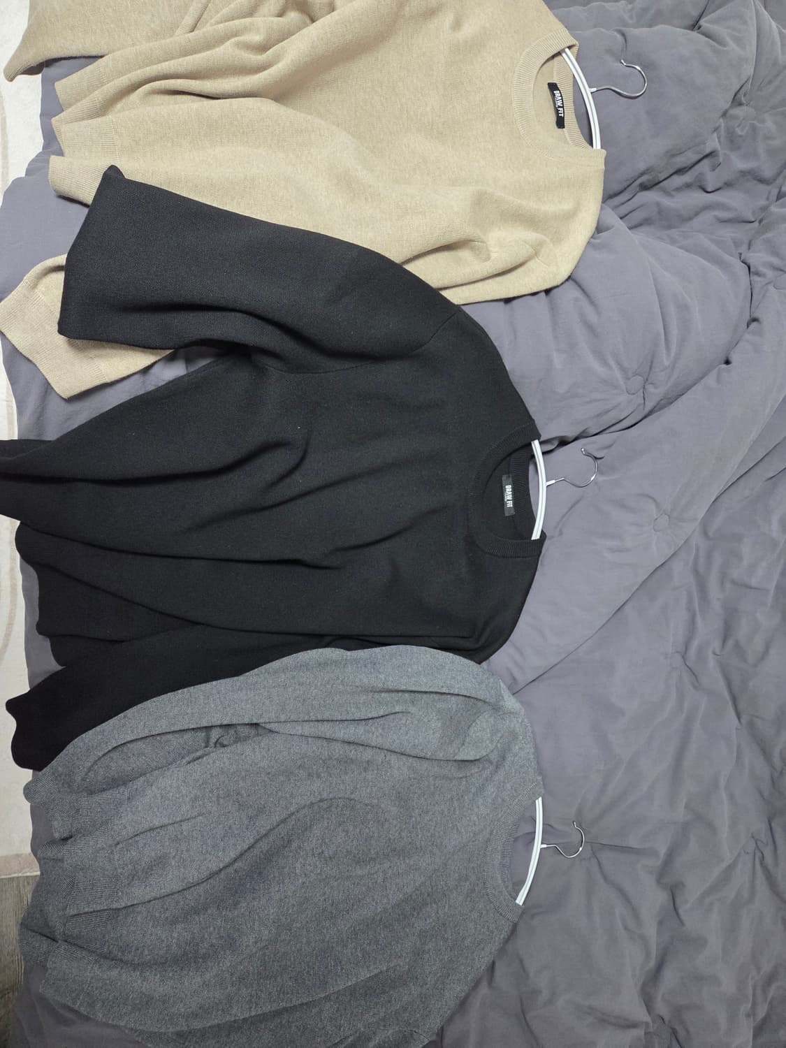 DRAW FIT 니트 3벌 세트 (베이지, 블랙, 차콜)일괄판매 상품이미지2