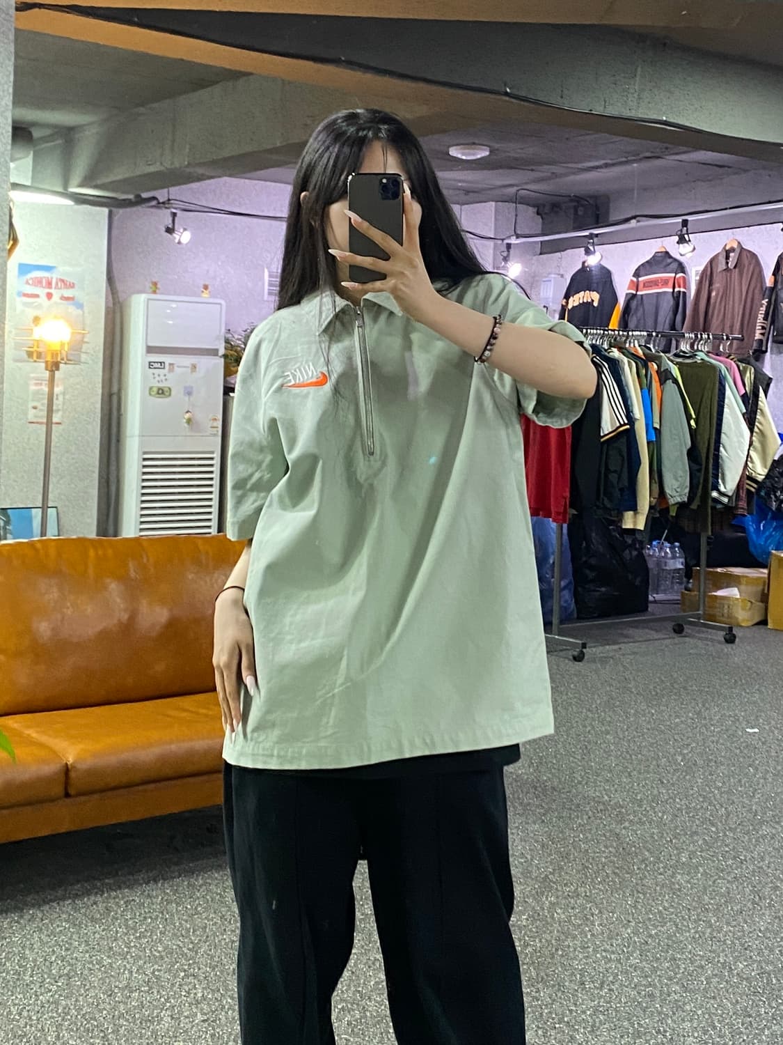 나이키 NSW 트렌드 오버핏 반집업 반팔 티셔츠B4855 상품이미지1