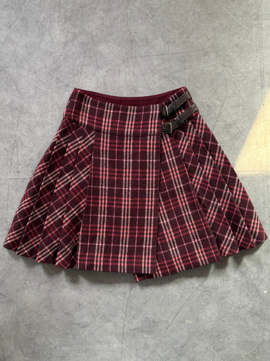 Burberry 버버리 블루라벨 버건디 체크 스커트 상품이미지1