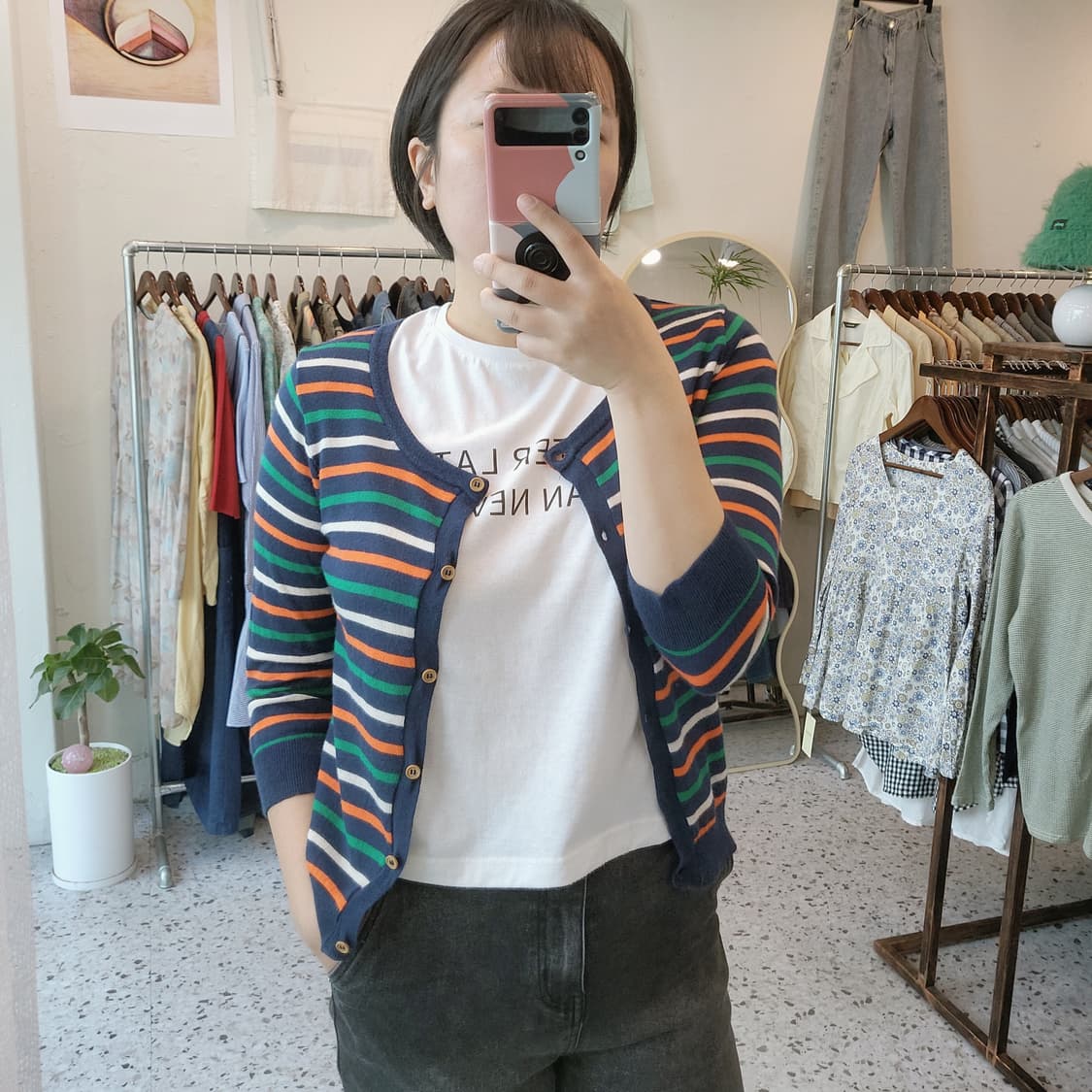 Cutie Blonde 멀티스트라이프 린넨 가디건 상품이미지10