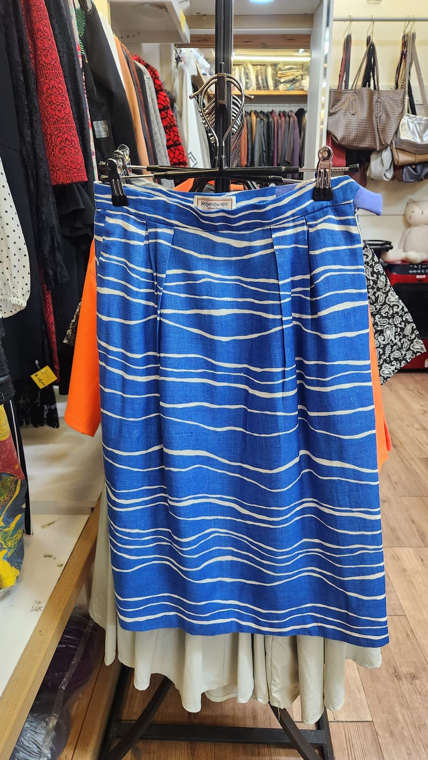 입생로랑 블루 스트라이프 스커트 일본판 빈티지 상품이미지1
