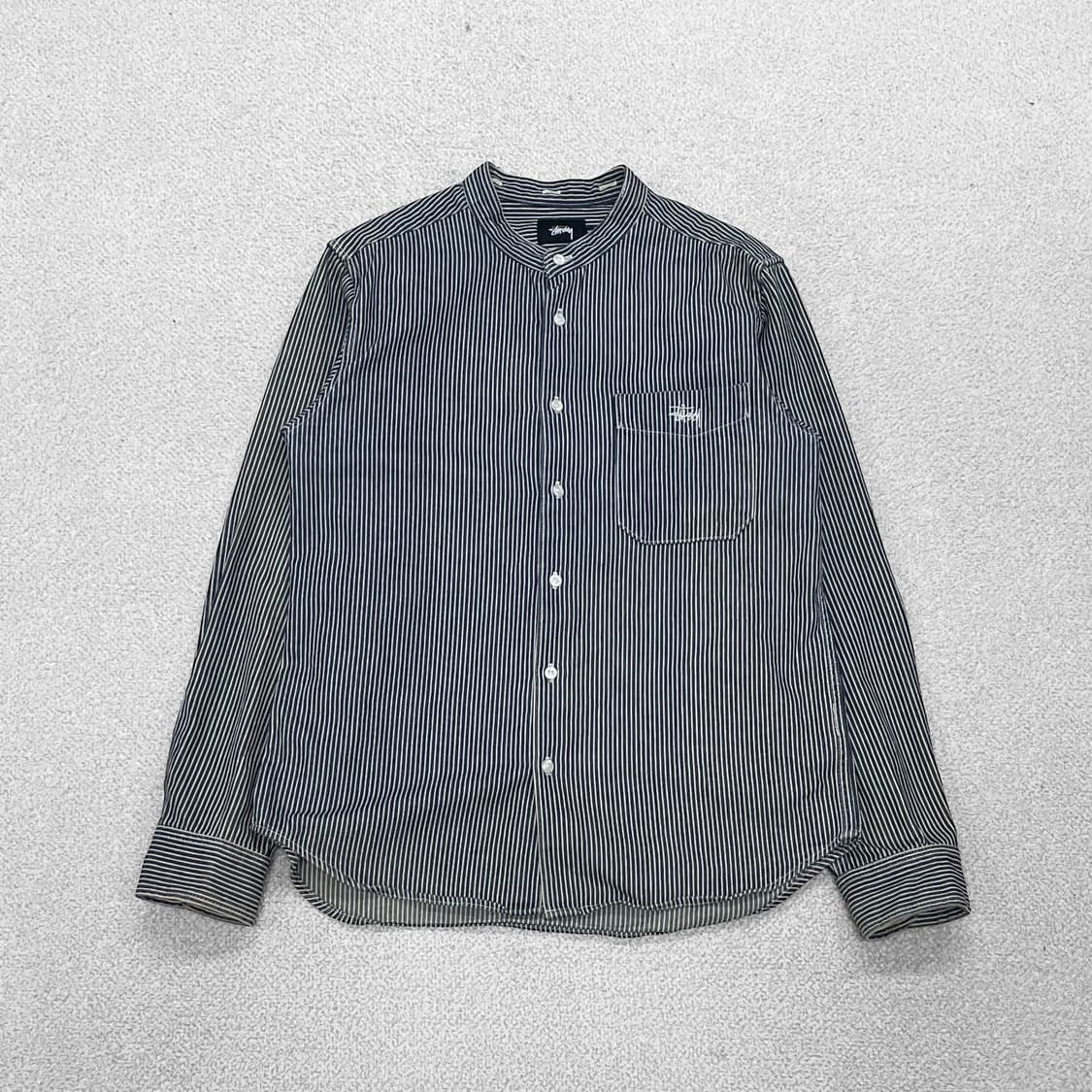 스투시 Stussy 차이나 카라 스트라이프 데님 셔츠 상품이미지1
