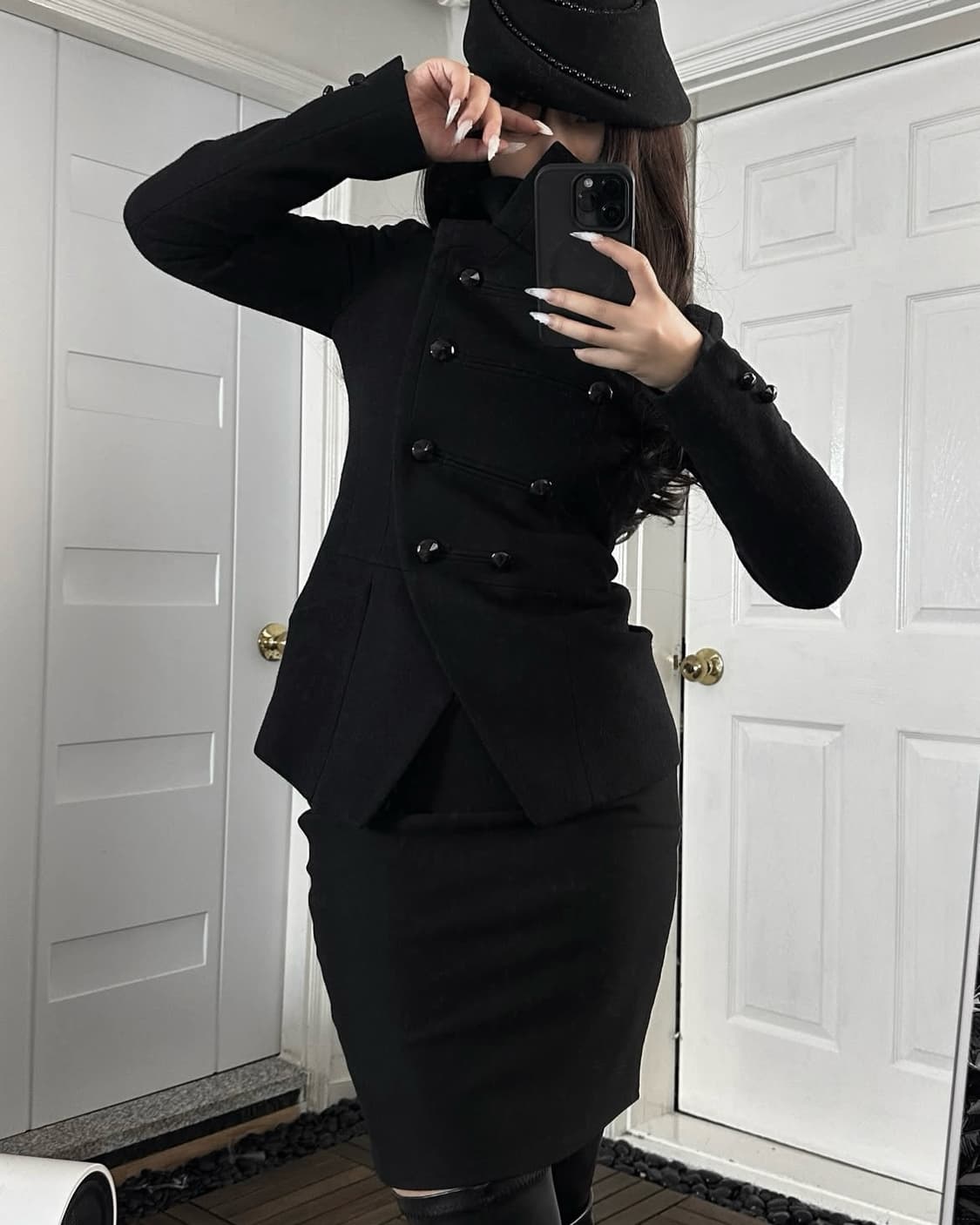 빈티지 더블 자켓 하이넥 숏 코트 상품이미지1