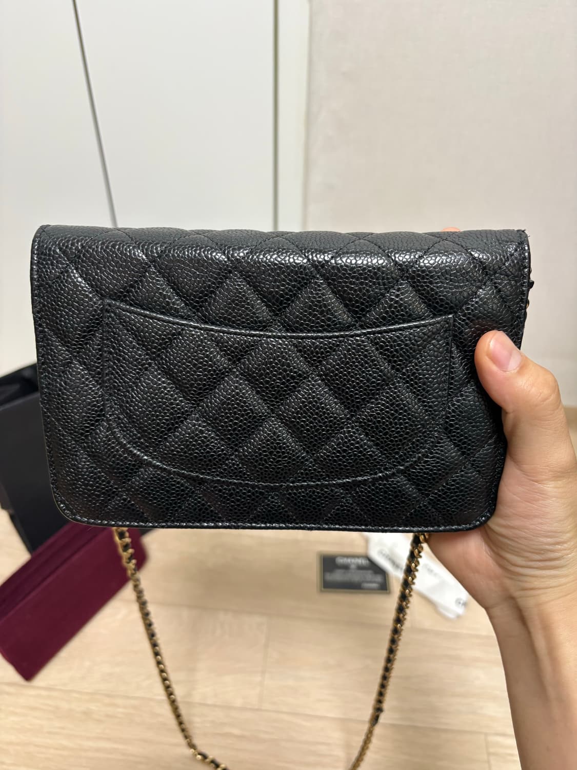 (새상품급, 정품) 샤넬 캐비어 금장 체인백 woc 상품이미지3