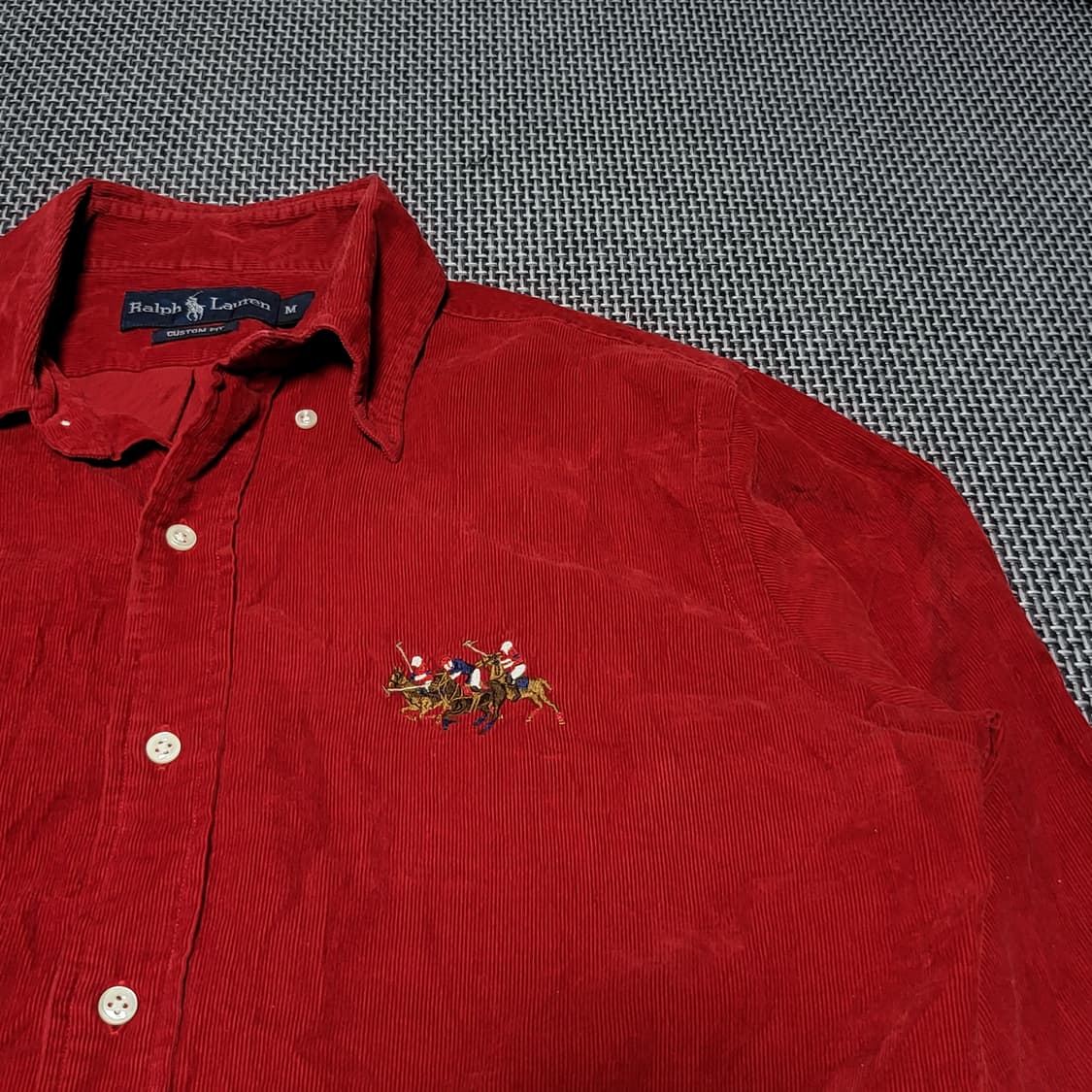 폴로 랄프로렌 기마로고 코듀로이 셔츠 레드 (M) 상품이미지3