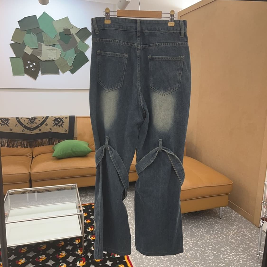 빈티지 스트릿 힙합 스트랩 워싱 데님 팬츠 29인치 C07070 상품이미지4