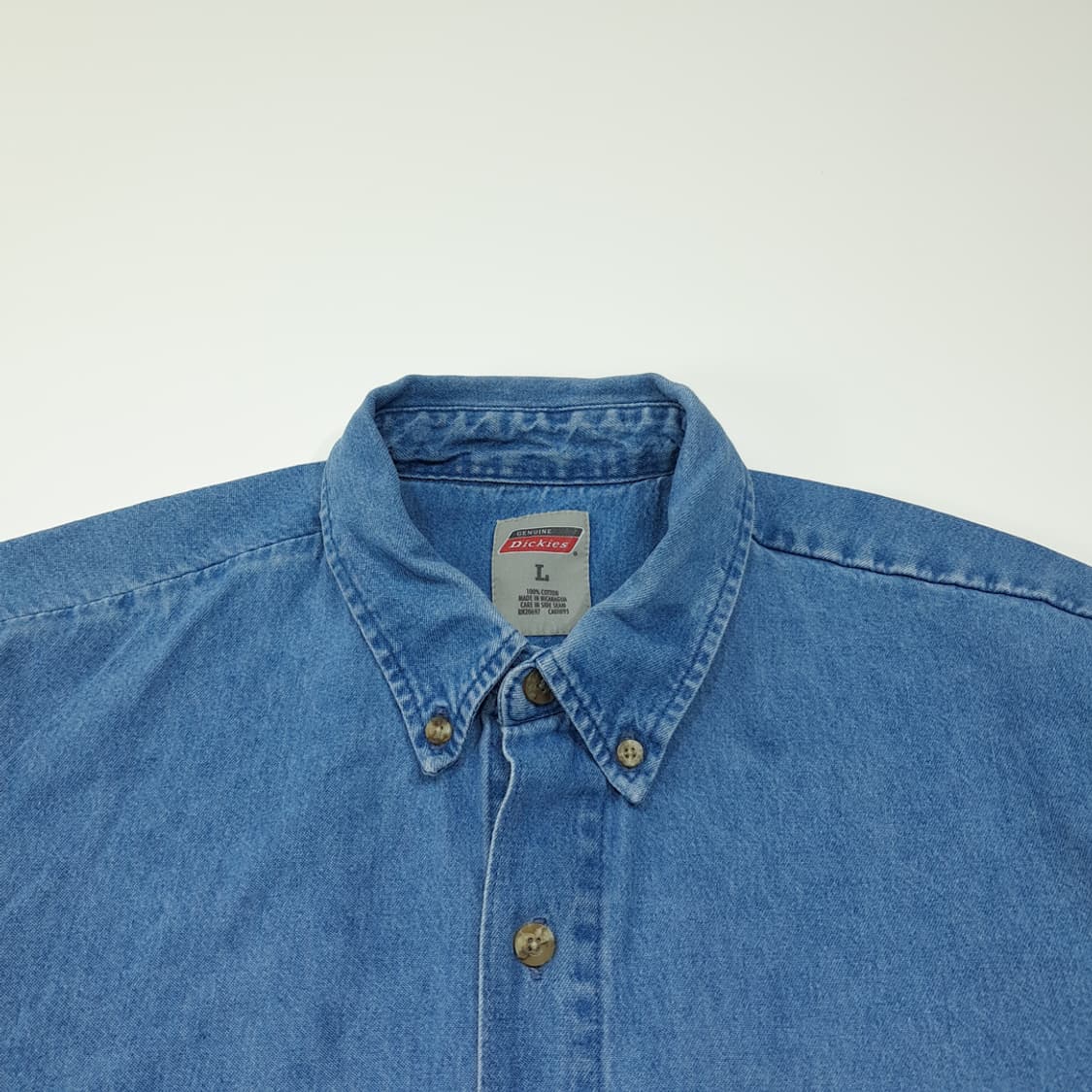 CL452 L 디키즈 코튼 버튼다운 라이트블루 데님셔츠 남방 상품이미지2