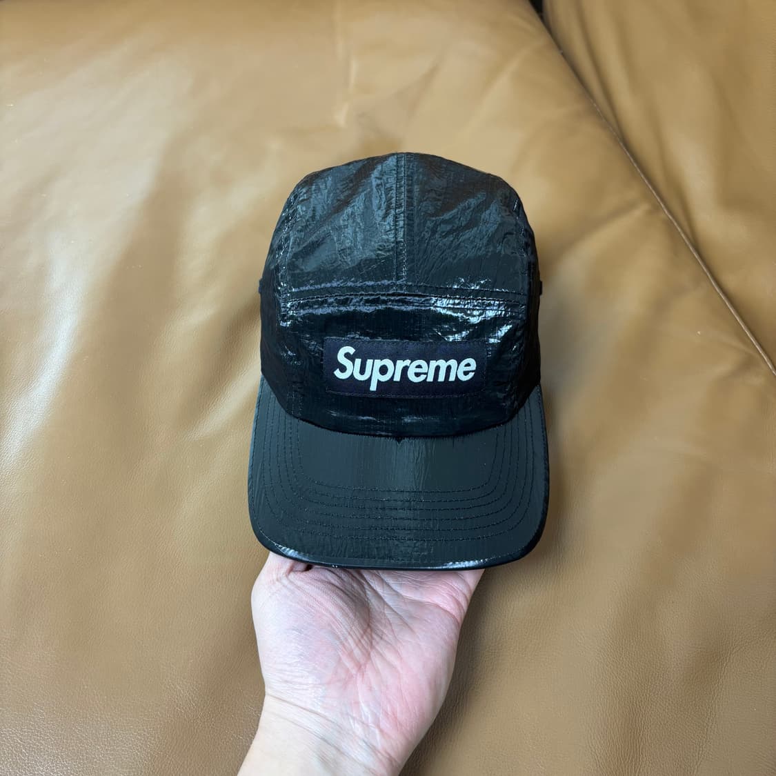 슈프림 캠프캡 모자 박스로고 23fw 글로스 립스탑 블랙 상품이미지3